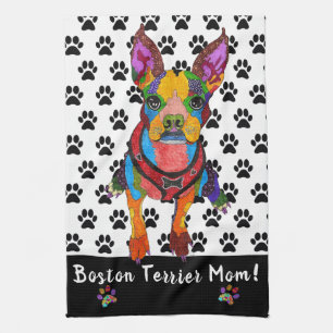 Niedlich und farbenfroh Boston Terrier Mama Handtu Geschirrtuch