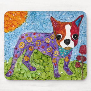 Niedlich und farbenfroh Boston Terrier Mousepad