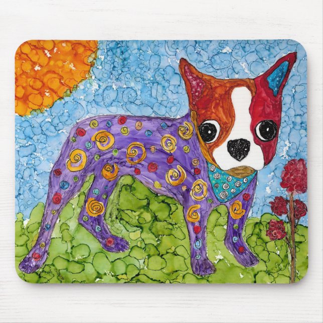 Niedlich und farbenfroh Boston Terrier Mousepad (Vorne)