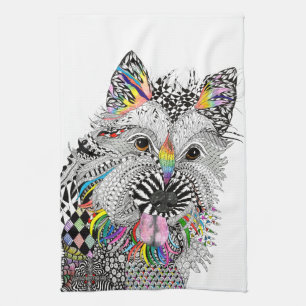 Niedlich und farbenfroh Cairn Terrier Kitchtuch Geschirrtuch