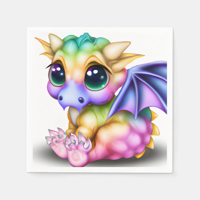 Niedlich und farbenfroh Kawaii Baby Dargon Serviette (Vorderseite)