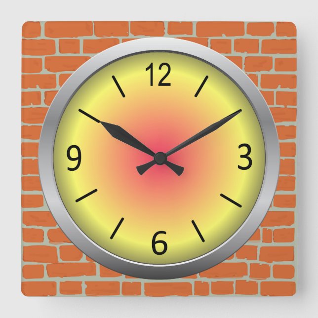Niedlich und farbenfroh quadratische wanduhr (Vorderseite)