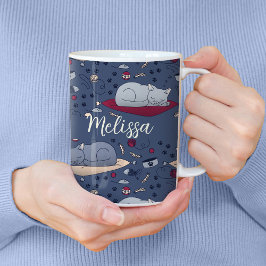 Niedlich und gemütlich Schlaflosigkeit Katze Träum Kaffeetasse