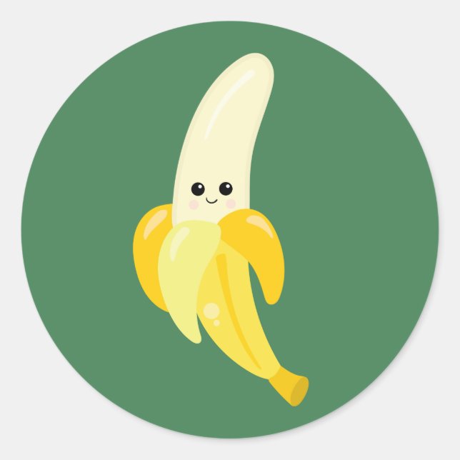 Niedlich und glücklich Banana Runder Aufkleber (Vorderseite)