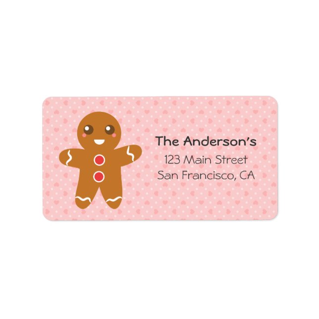 Niedlich und Happy Gingerbread Mann zu Weihnachten Adressaufkleber (Vorne)