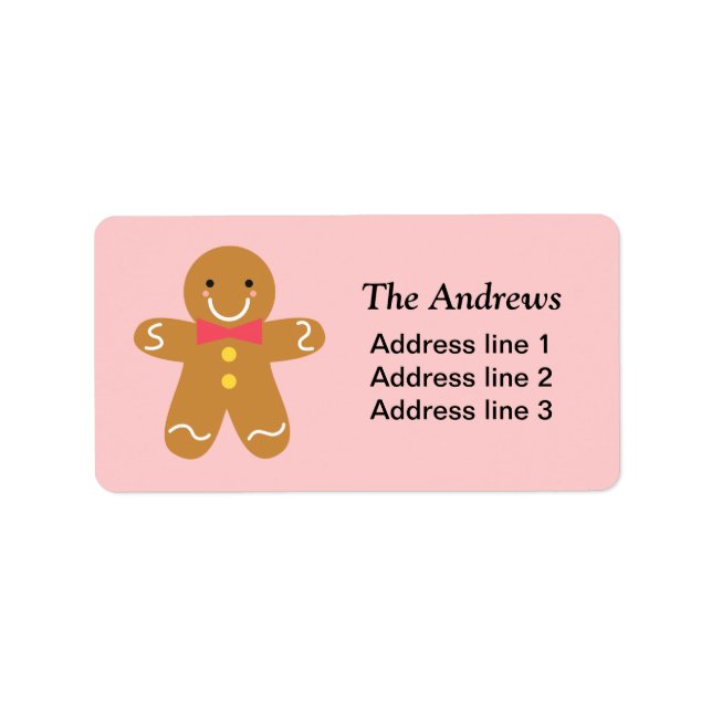 Niedlich und Happy Gingerbread Mann zu Weihnachten Adressaufkleber (Vorne)