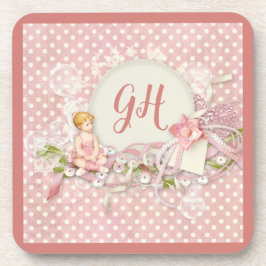 Niedlich und Hübsch Pink Polka Dots Girly Mit Mono Getränkeuntersetzer