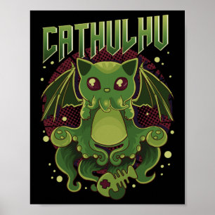 Niedlich und lustig Cathulhu Kawaii Cat Cthulhu Poster