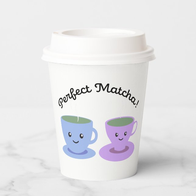 Niedlich und lustig Perfect Matcha Pappbecher (Rückseite)