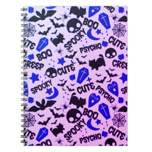 Niedlich und Spaß Lila, Blau und Schwarz Halloween Notizblock