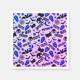 Niedlich und Spaß Lila, Blau und Schwarz Halloween Serviette