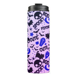 Niedlich und Spaß Lila, Blau und Schwarz Halloween Thermosbecher