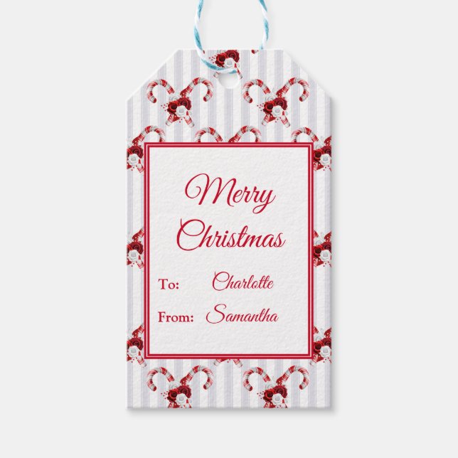 Niedlich und Whimsical Candy Cane Geschenkanhänger (Vorderseite)