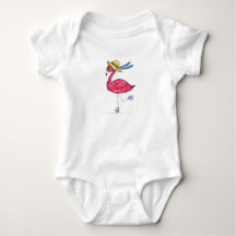 Niedlich und Whimsical Pink Flamingo auf Skaten