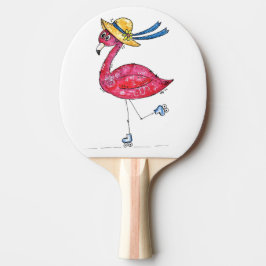 Niedlich und Whimsical Pink Flamingo auf Skaten Tischtennis Schläger