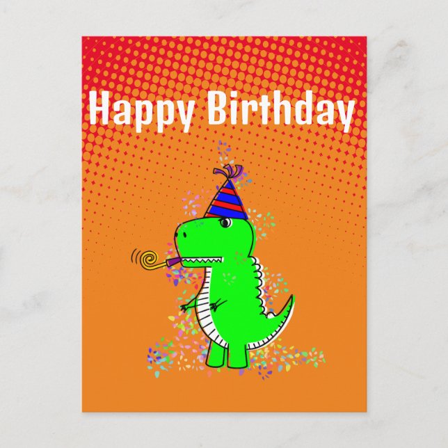 Niedlich und wütend T-Rex Dino Gradient Postkarte (Vorderseite)