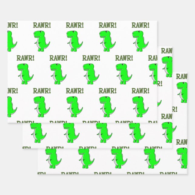 Niedlich und wütend T-Rex Dino RAWR Geschenkpapier Set (Set)