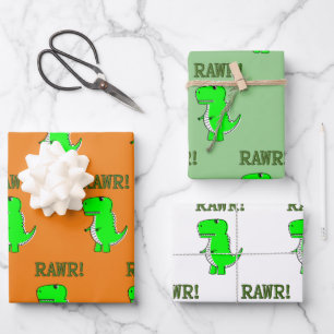 Niedlich und wütend T-Rex Dino RAWR Geschenkpapier Set