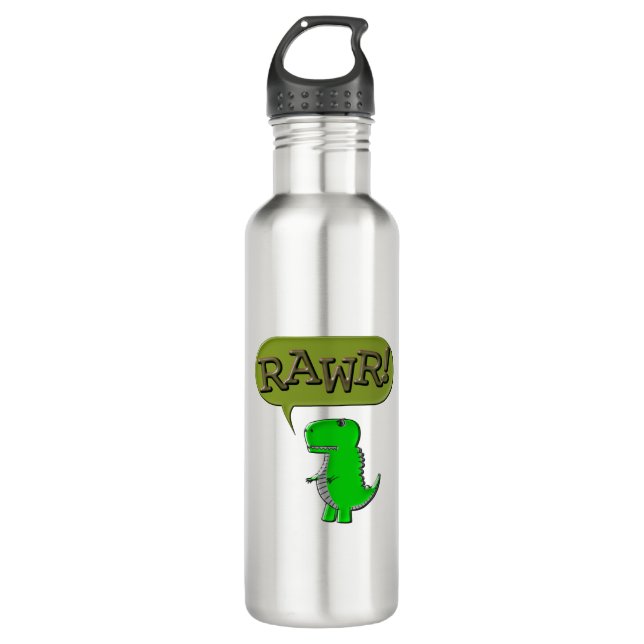 Niedlich und wütend Toy Dinosaurier Edelstahlflasche (Vorderseite)