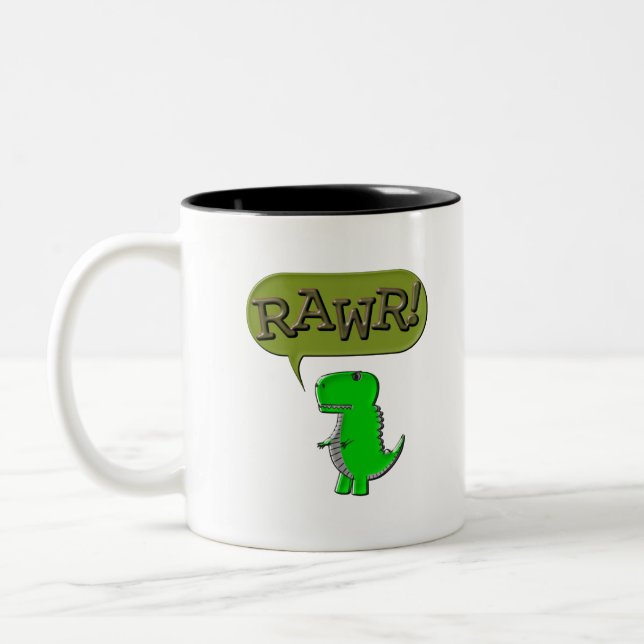 Niedlich und wütend Toy Dinosaurier Zweifarbige Tasse (Links)