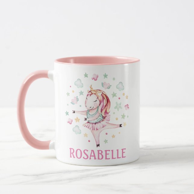 Niedlich Unicorn Ballerina Girly PInk Kids' Tasse (Links)