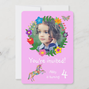 Niedlich Unicorn Butterfly Blume Girls Party Einladung