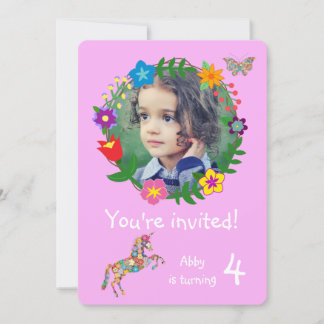 Niedlich Unicorn Butterfly Blume Girls Party Einladung