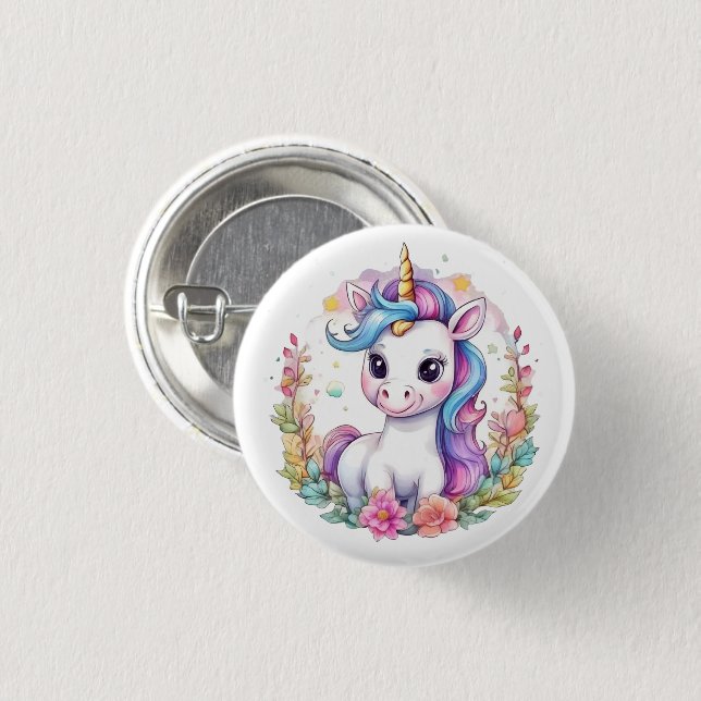 Niedlich Unicorn Cool Unicorn positiv Button (Vorne & Hinten)