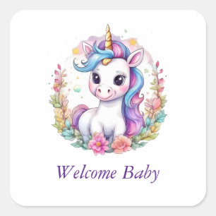 Niedlich Unicorn Cool Unicorn positiv Quadratischer Aufkleber