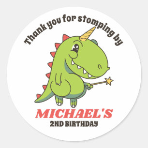 Niedlich Unicorn Dinosaur Fairy Kindergeburtstag P Runder Aufkleber