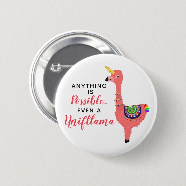 Niedlich Unicorn Flamingo Llama Inspirierend Unifl Button (Vorne & Hinten)