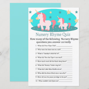 Niedlich Unicorn Kinderzimmer Rhyme Quiz Kinderdus