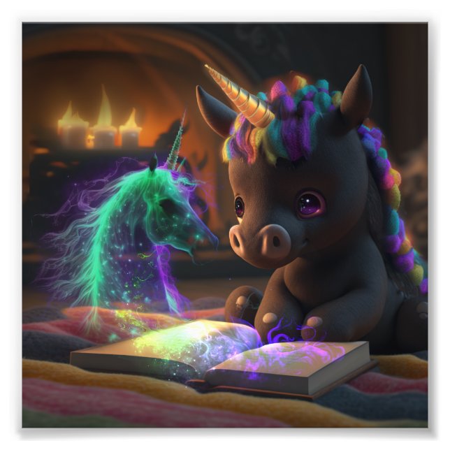 Niedlich Unicorn las ein Buch T - Shirt Fotodruck (Vorne)