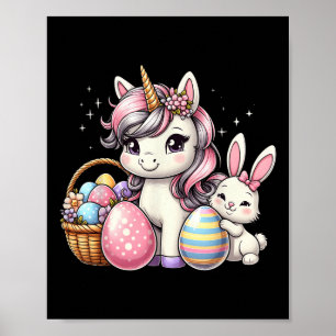 Niedlich Unicorn Osterfest Bunny Colorful Eggs Kin Poster