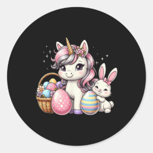 Niedlich Unicorn Osterfest Bunny Colorful Eggs Kin Runder Aufkleber