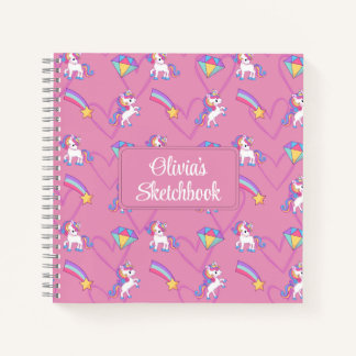 Niedlich Unicorn Personalisiert Girl Sketchbook No Notizbuch