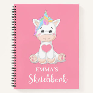 Niedlich Unicorn Personalisiert Kids Sketchbook No Notizbuch