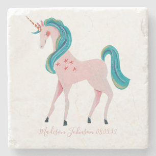 Niedlich Unicorn Pink Girl stone Untersetzer