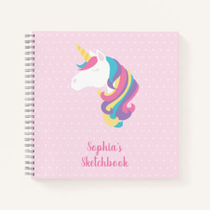Niedlich Unicorn Polka Dot Personalisiert Sketchbo Notizbuch