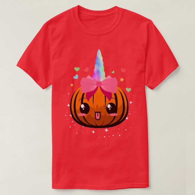 Niedlich Unicorn Pumpkin Einhorn halloween Kinder  T-Shirt (Design vorne)