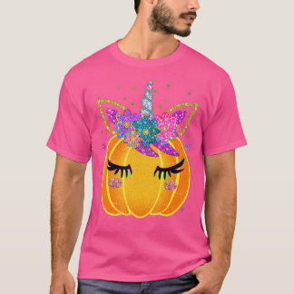 Niedlich Unicorn Pumpkin Halloween Erntedank Girls T-Shirt