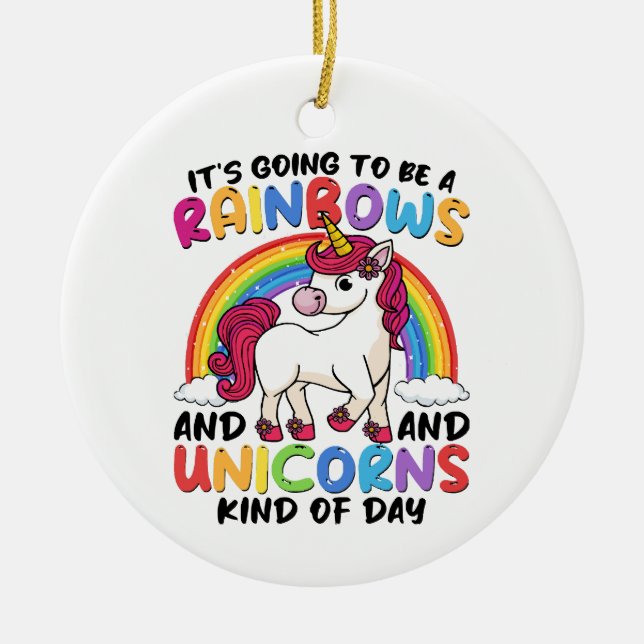 Niedlich Unicorn Rainbow Funny Keramik Ornament (Vorne)
