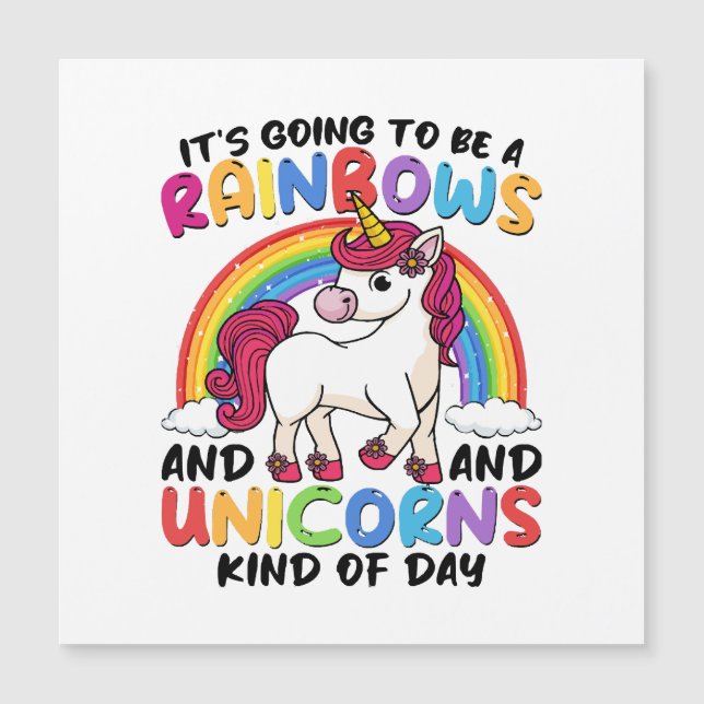 Niedlich Unicorn Rainbow Funny Magnetkarte (Vorderseite)