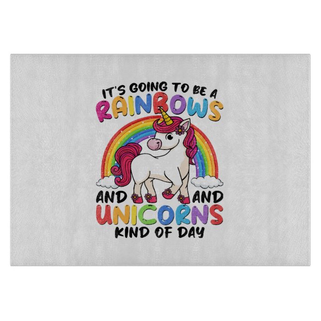 Niedlich Unicorn Rainbow Funny Schneidebrett (Vorderseite)