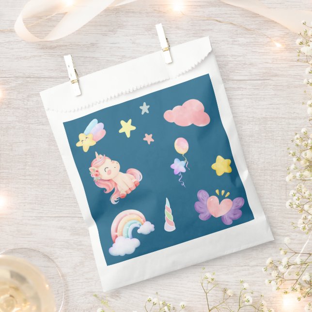 Niedlich Unicorn Rainbow Herzballon Sternmuster Geschenktütchen (Ausgeschnitten)
