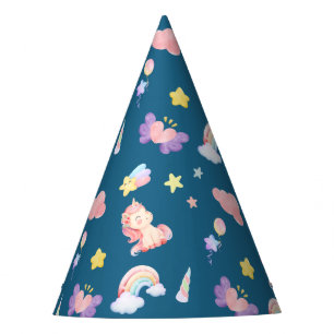 Niedlich Unicorn Rainbow Herzballon Sternmuster Partyhütchen