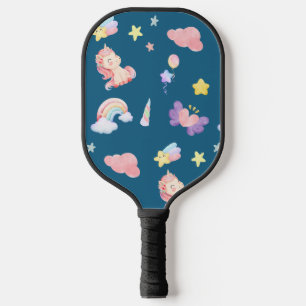 Niedlich Unicorn Rainbow Herzballon Sternmuster Pickleball Schläger