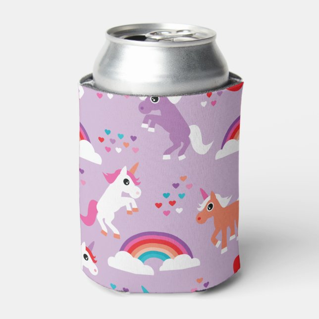 Niedlich Unicorn Rainbow Lila Dosenkühler (Kanne Vorderseite)
