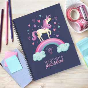 Niedlich Unicorn Rainbow Sketchbook Notizbuch