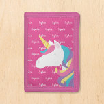 Niedlich Unicorn Rosa Personalisierte Kinder Name Trifold Geldbörse<br><div class="desc">Niedliches personalisiertes Mädchen verziert Geldbörse mit einem modernen Script-Schriftart. Sie können Ihren gewünschten Schriftart auswählen oder die Hintergrundfarbe mit den Online-Vorlagenwerkzeugen ändern.</div>